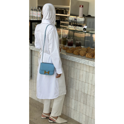 Summer white long knot-belt shirt